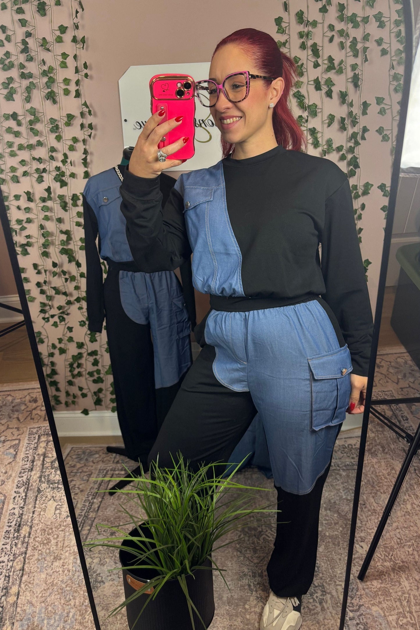 LOUNGE BLACK AND DENIM SET
