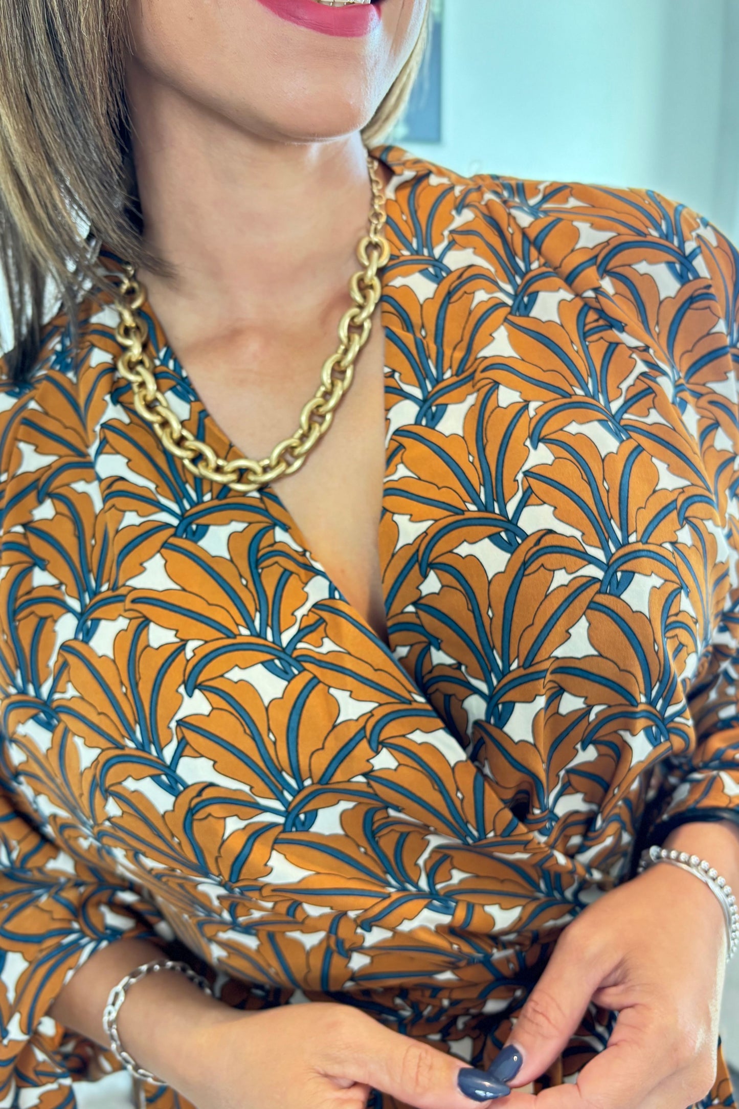 COFFEE LEAF PRINTED WAIST BELT JUMPSUIT-ELEGANCE IS TIMELESS