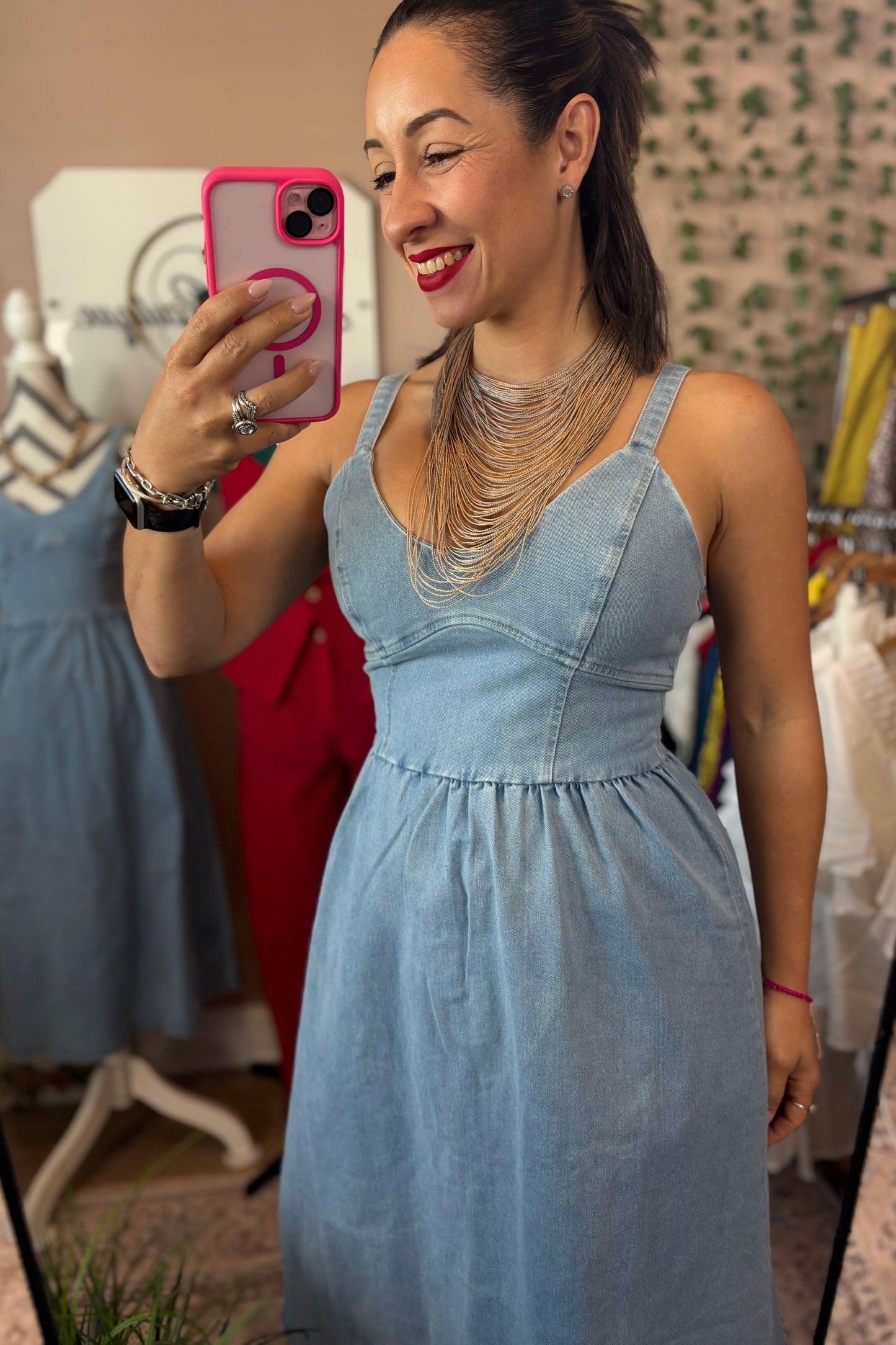 LIGHT DENIM MIDI DRESS