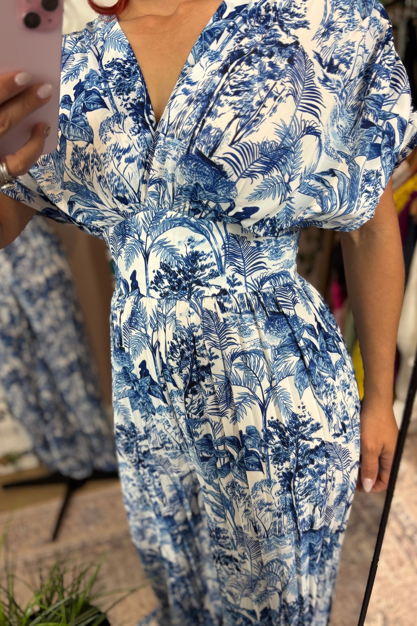 PLEATED V NECK JUMPSUIT