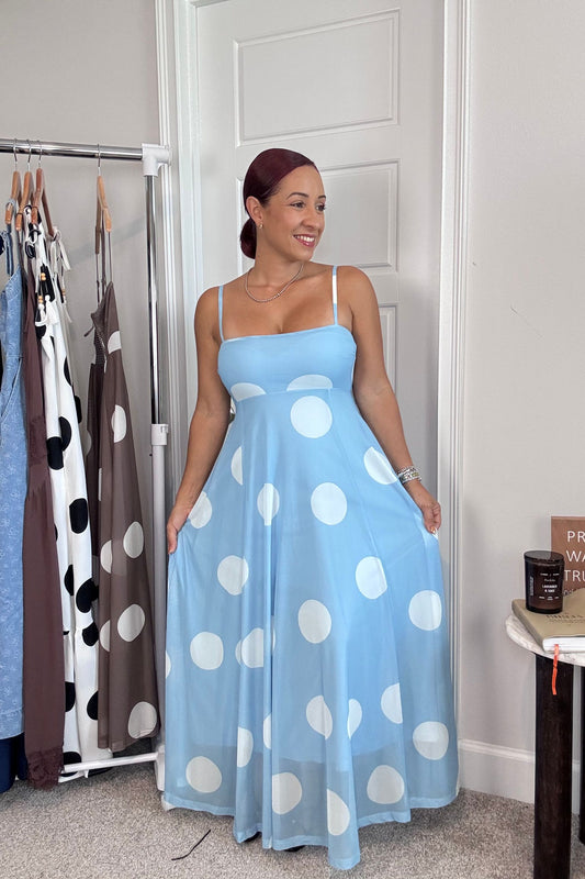 Mesh Polka Dots Midi Dress
