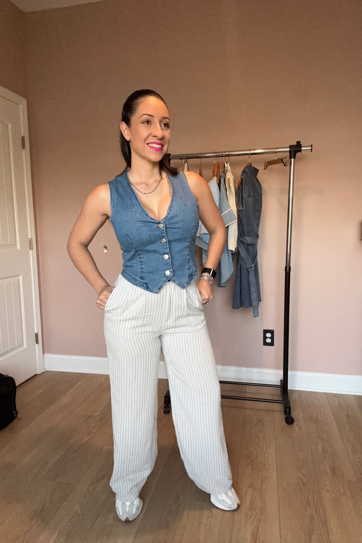 LINEN STRIPE PANTS