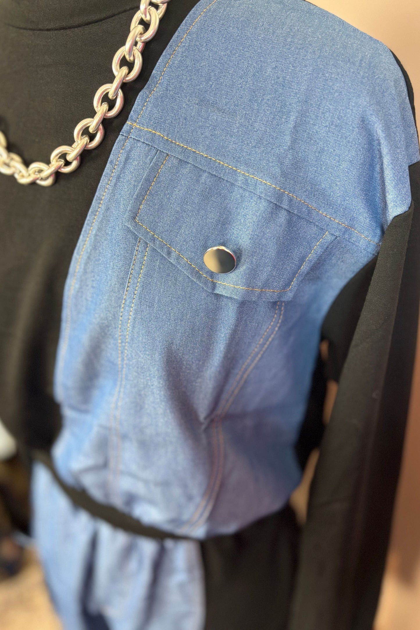 LOUNGE BLACK AND DENIM SET