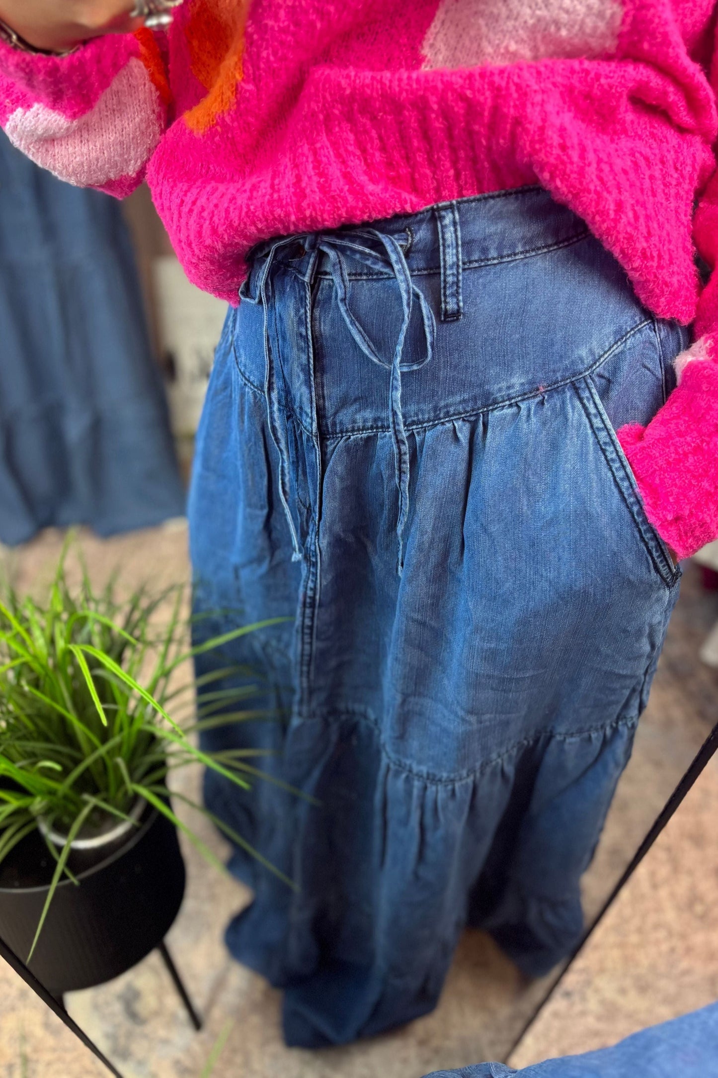 DENIM TENCEL SKIRT