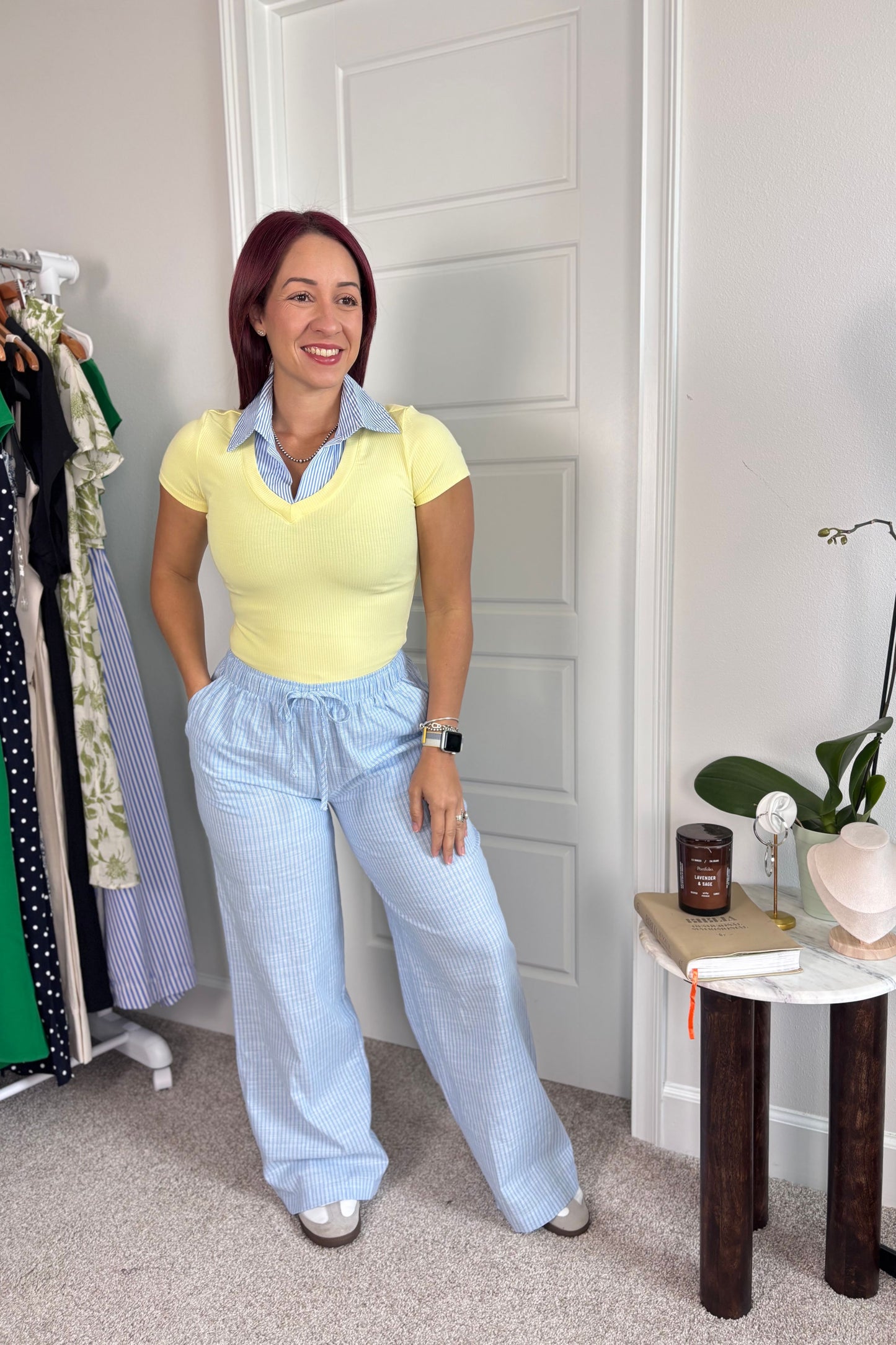 Stripe Gauze long pants