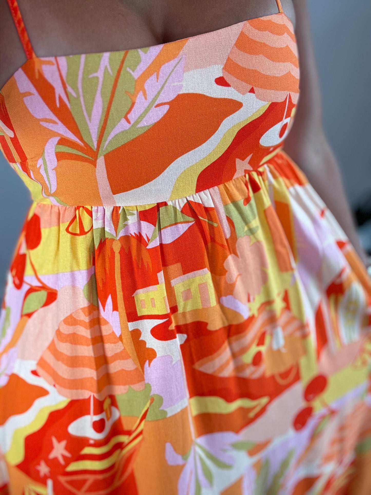 Beach Print Midi Dress
