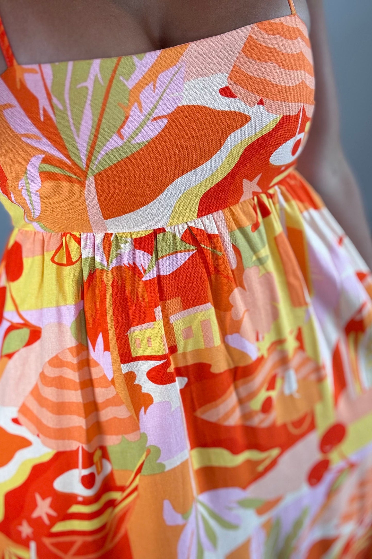 Beach Print Midi Dress