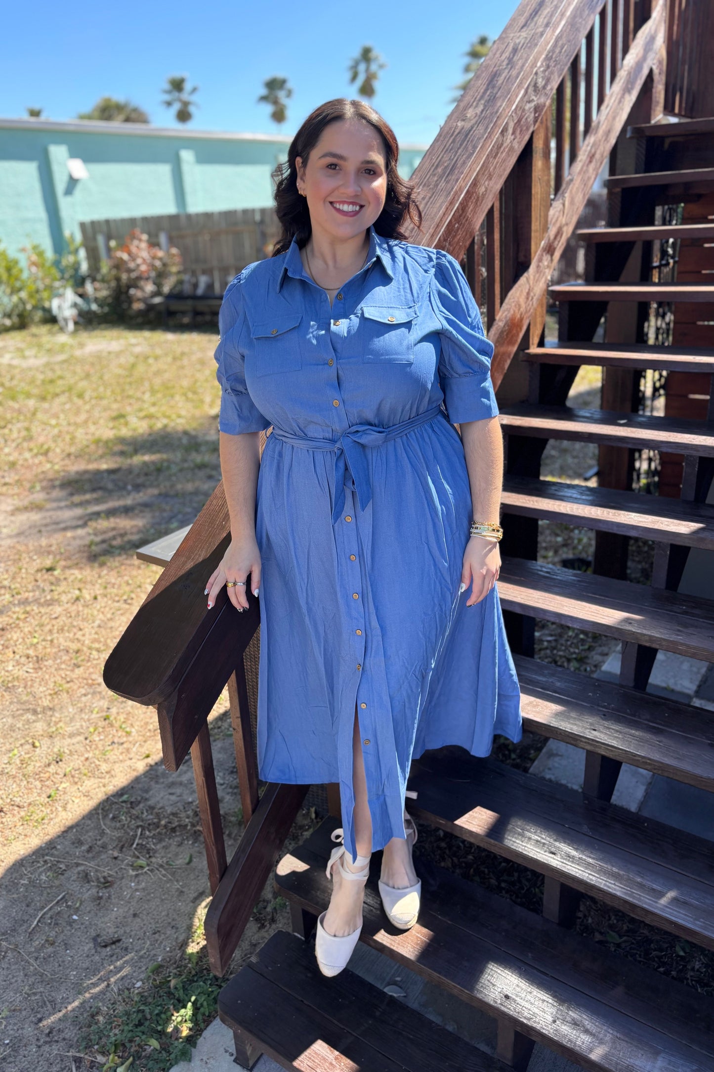 MODEST DENIM MAXI DRESS PLUS SIZES