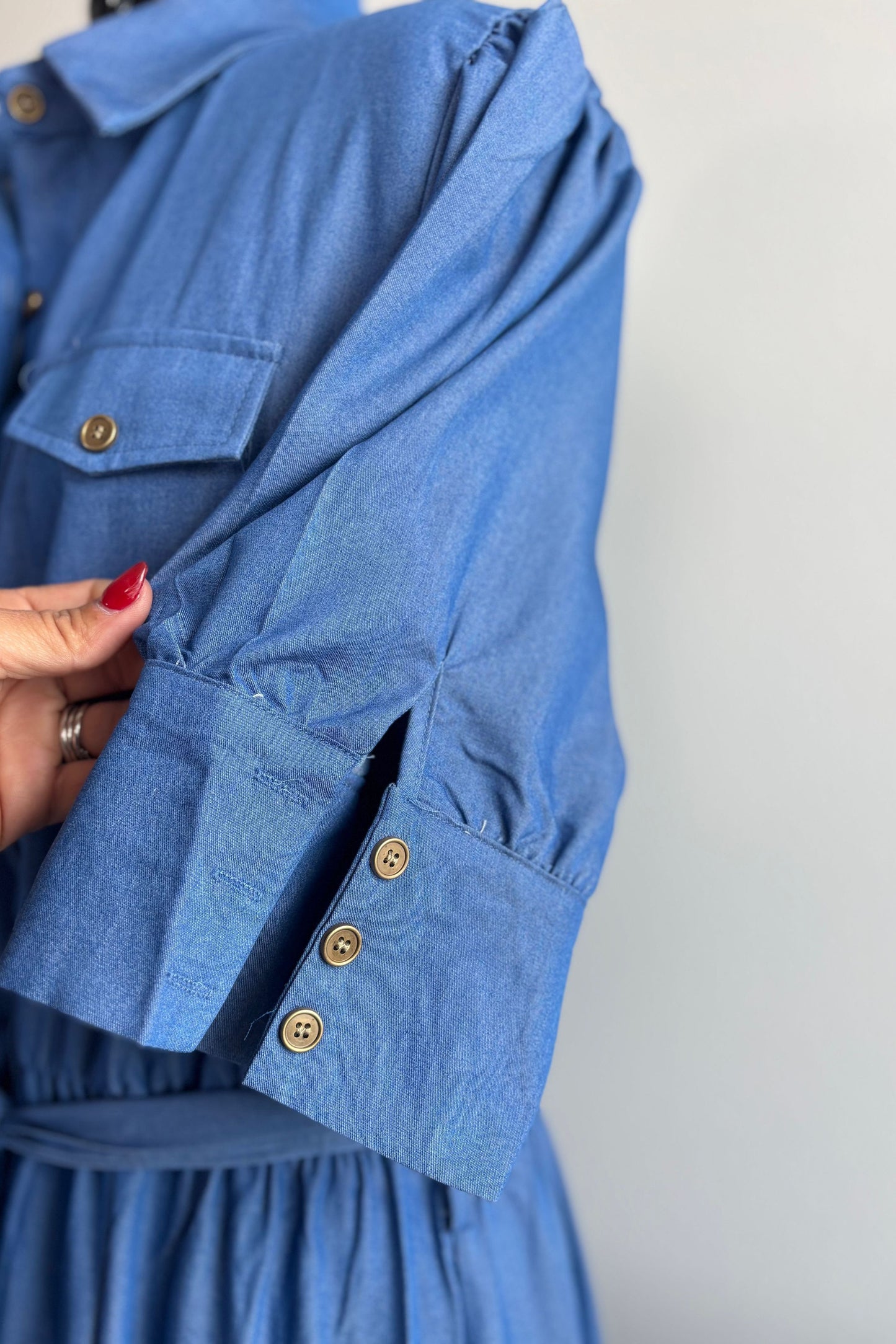 MODEST DENIM MAXI DRESS PLUS SIZES