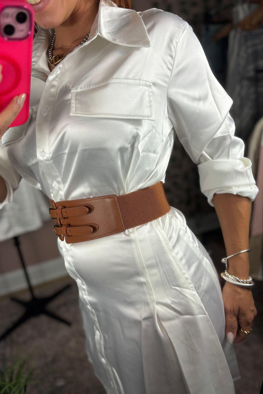 SATIN SHIRT MINI DRESS