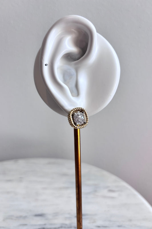 FE SQUIRCLE TWISTED DOUBLE LINE CZ POST EARRINGS – ELEGANT EVERYDAY EARRINGS