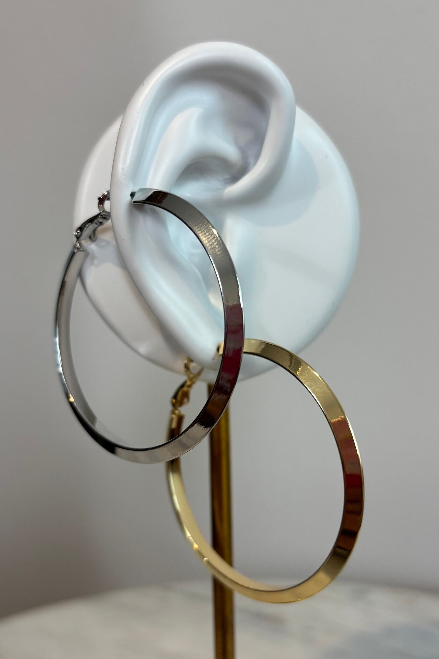 50MM POLISHED BRASS ANGEL HOOP EARRINGS