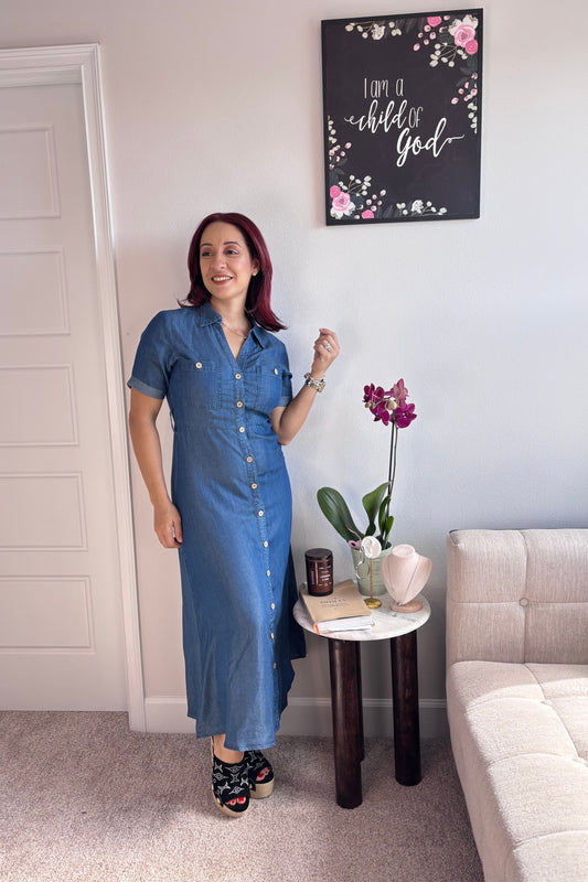 INTENTIONS CHAMBRAY MIDI DRESS