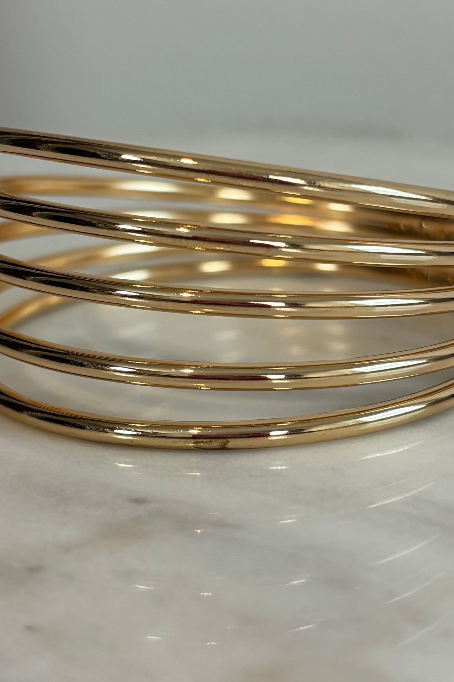 5 LAYER METAL BANGLE BRACELET-SILVER AND GOLD