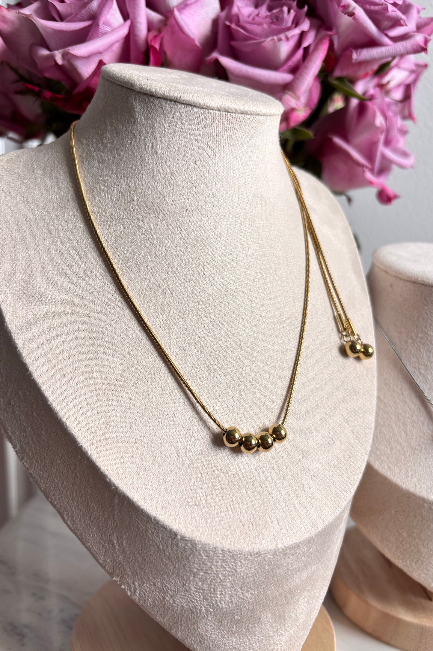 STAINLESS STEEL ADJUSTABLE BALL 18K GOLD PVD