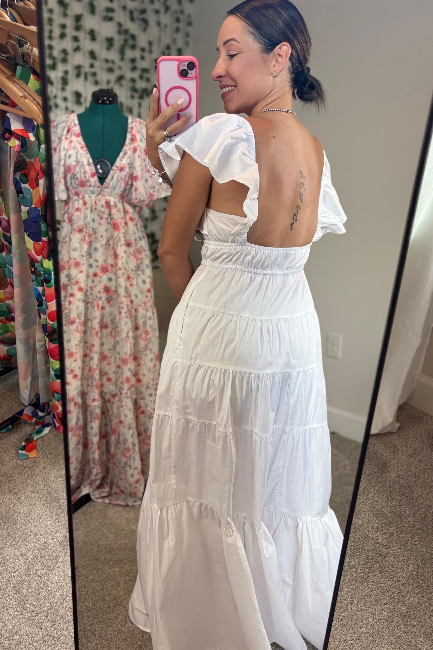 WHITE POPPLIN MAXI DRESS
