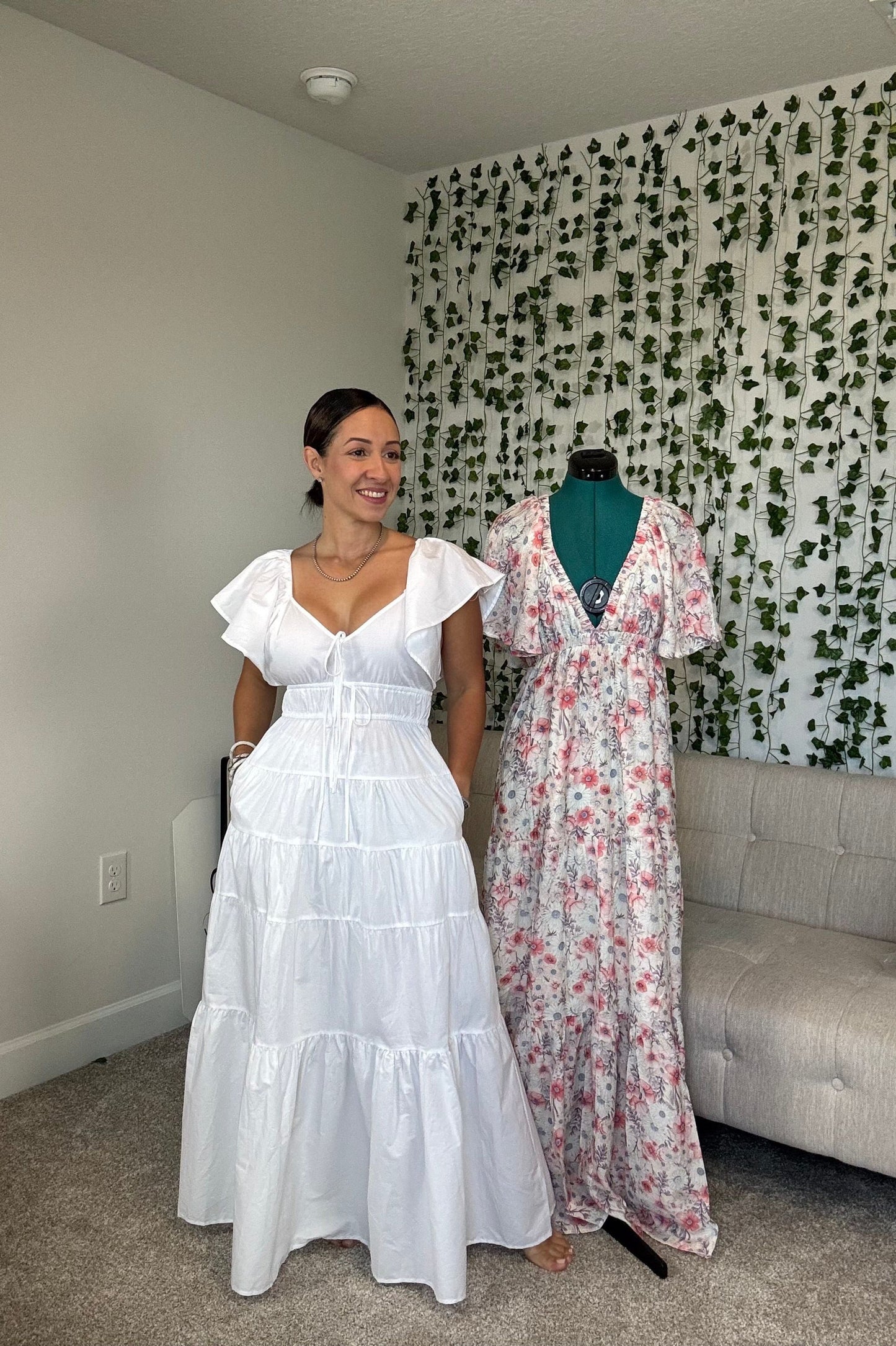 WHITE POPPLIN MAXI DRESS