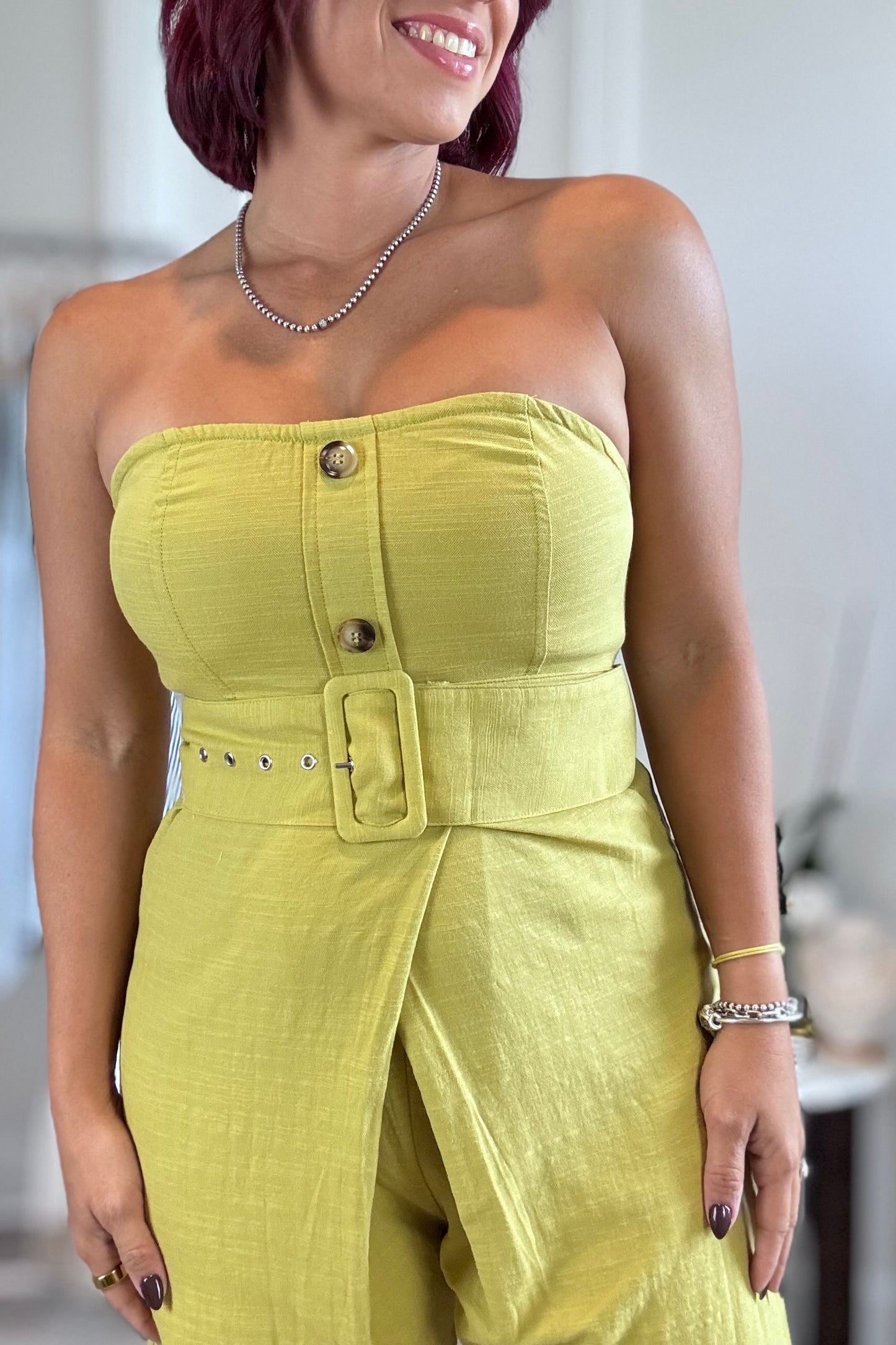 Strapless bermuda romper