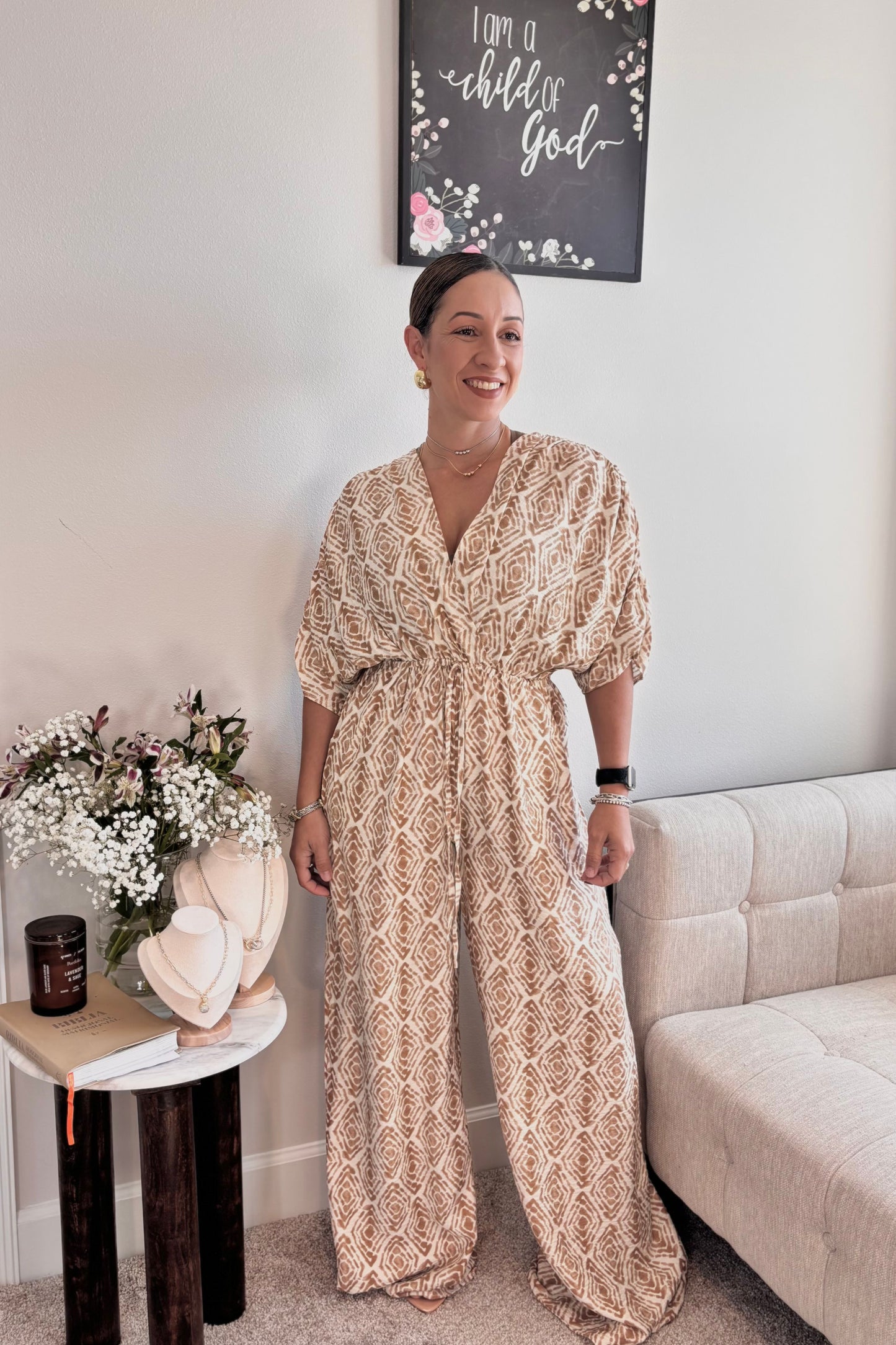 GRACE AND MODESTY-RUCHED SHOULDER TIMELESS JUMPSUIT