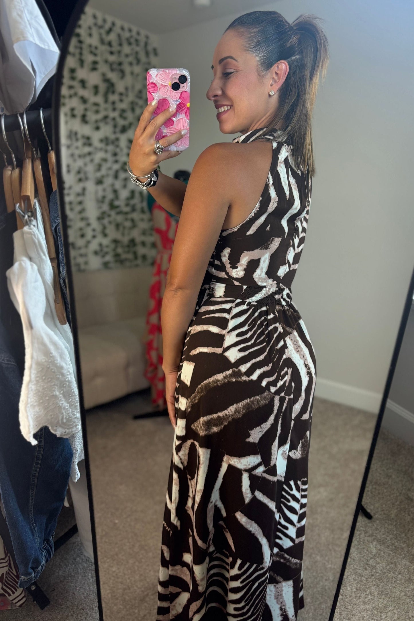 BROWN HALTER MAXI DRESS