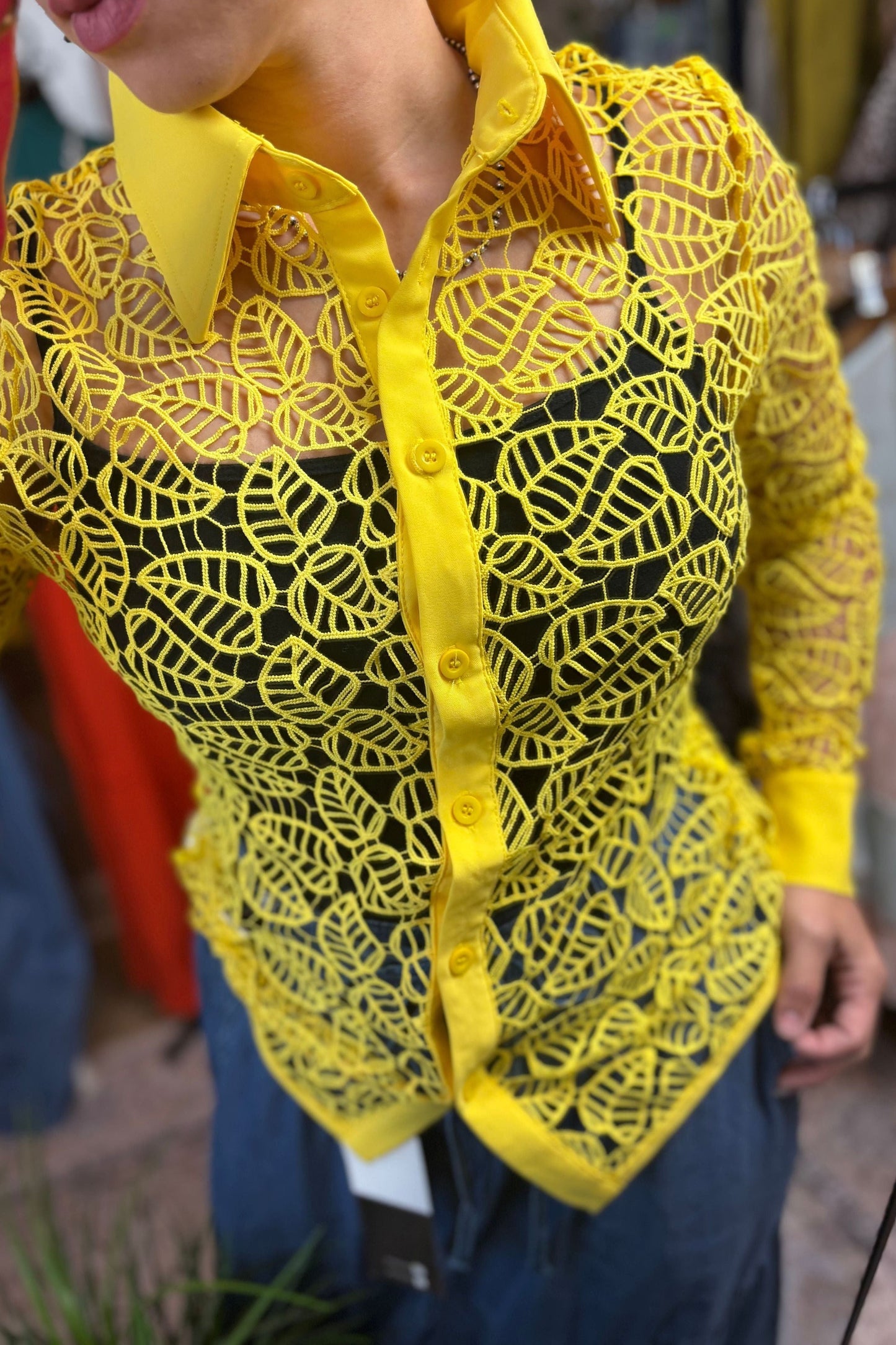 CROCHET LONG SLEEVE BLOUSE