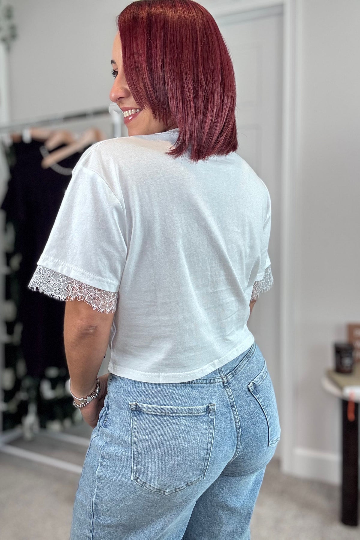 3D Floral Lace Detail Top
