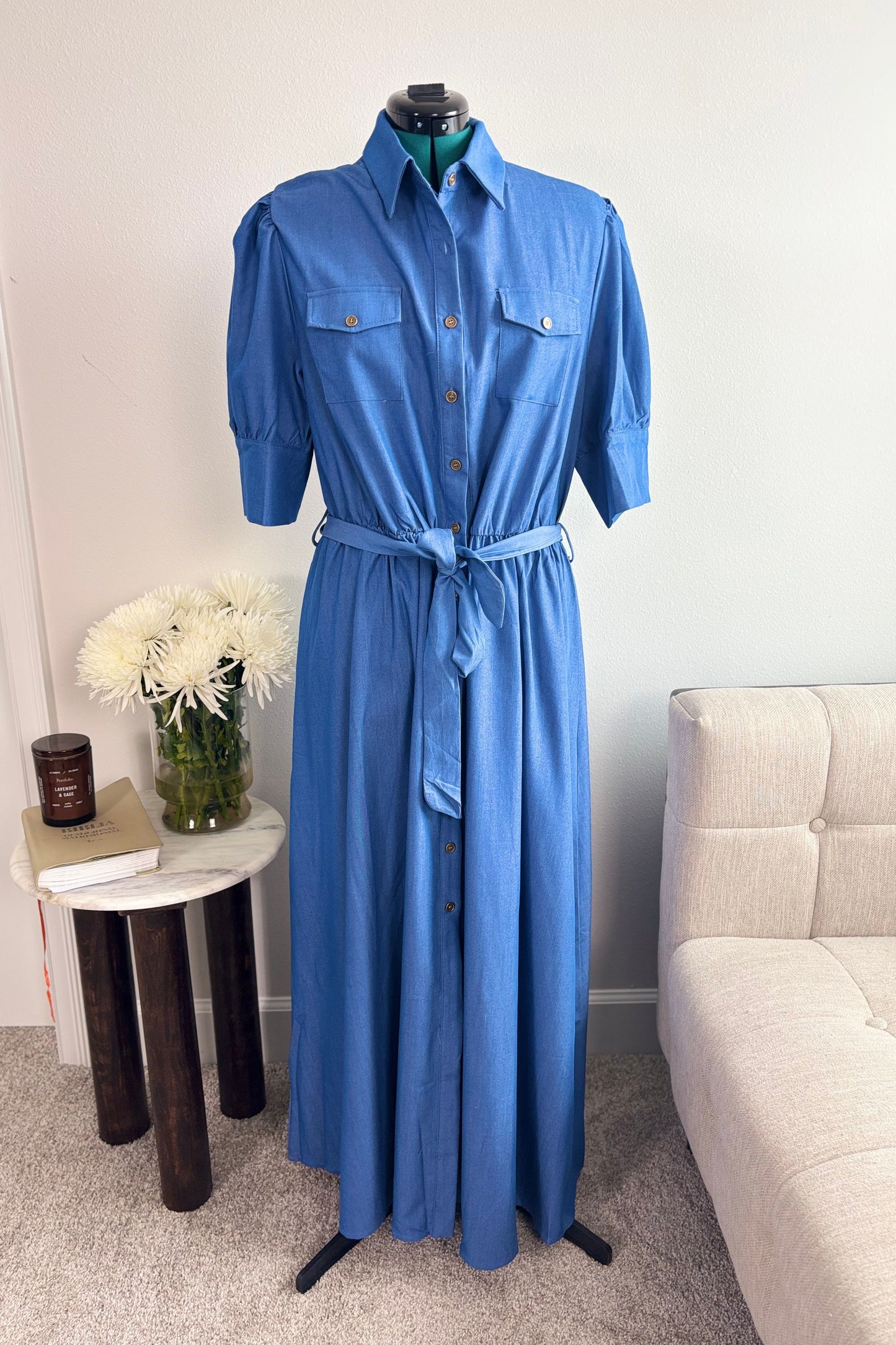 MODEST DENIM MAXI DRESS PLUS SIZES