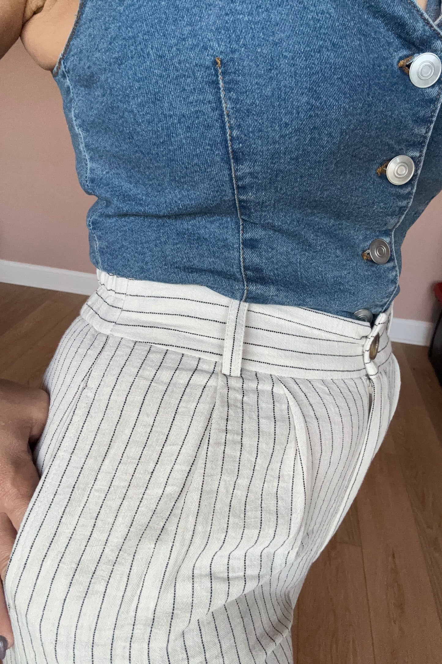 LINEN STRIPE PANTS