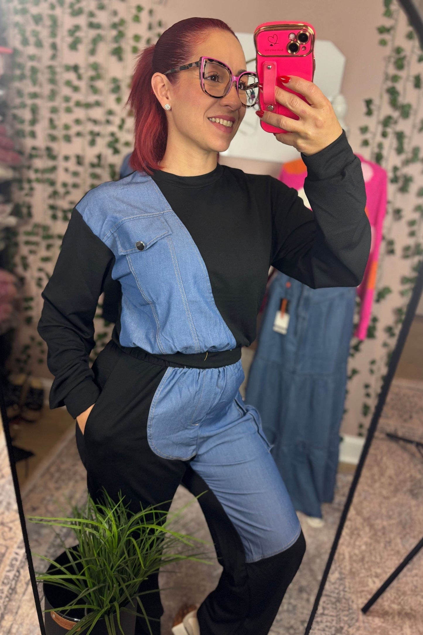 LOUNGE BLACK AND DENIM SET