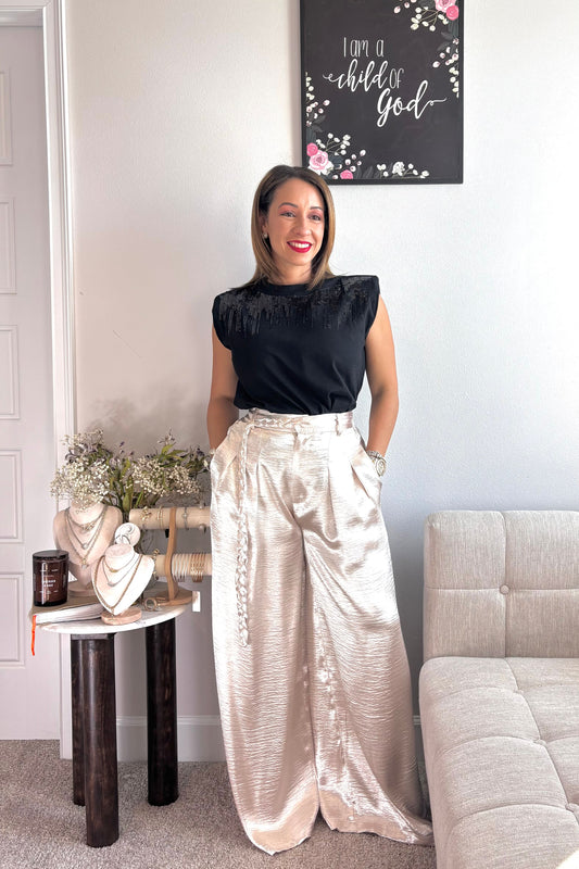 GRACEFUL TOP-BLACK SEQUIN SHIRT