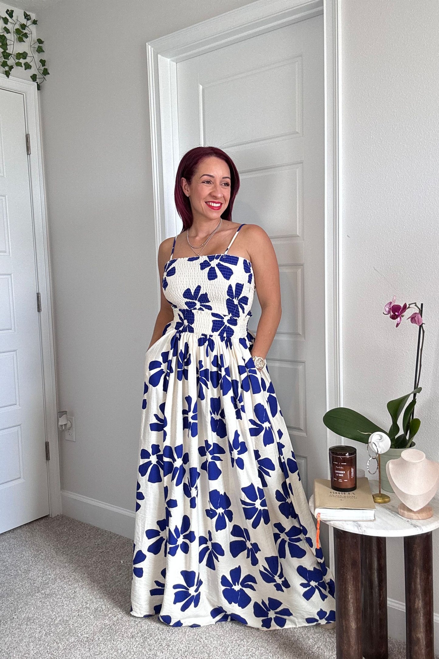 Blue flower skirt set