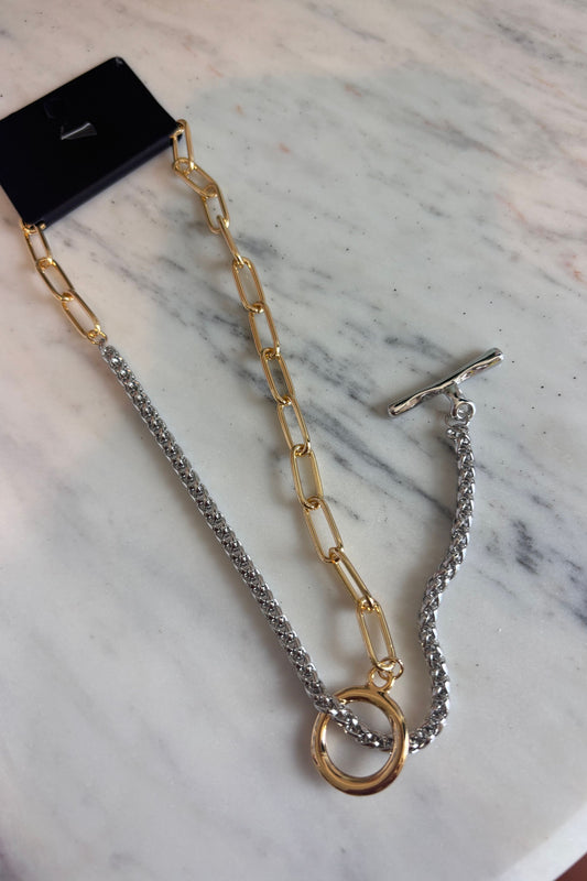 Lariat two tone necklace