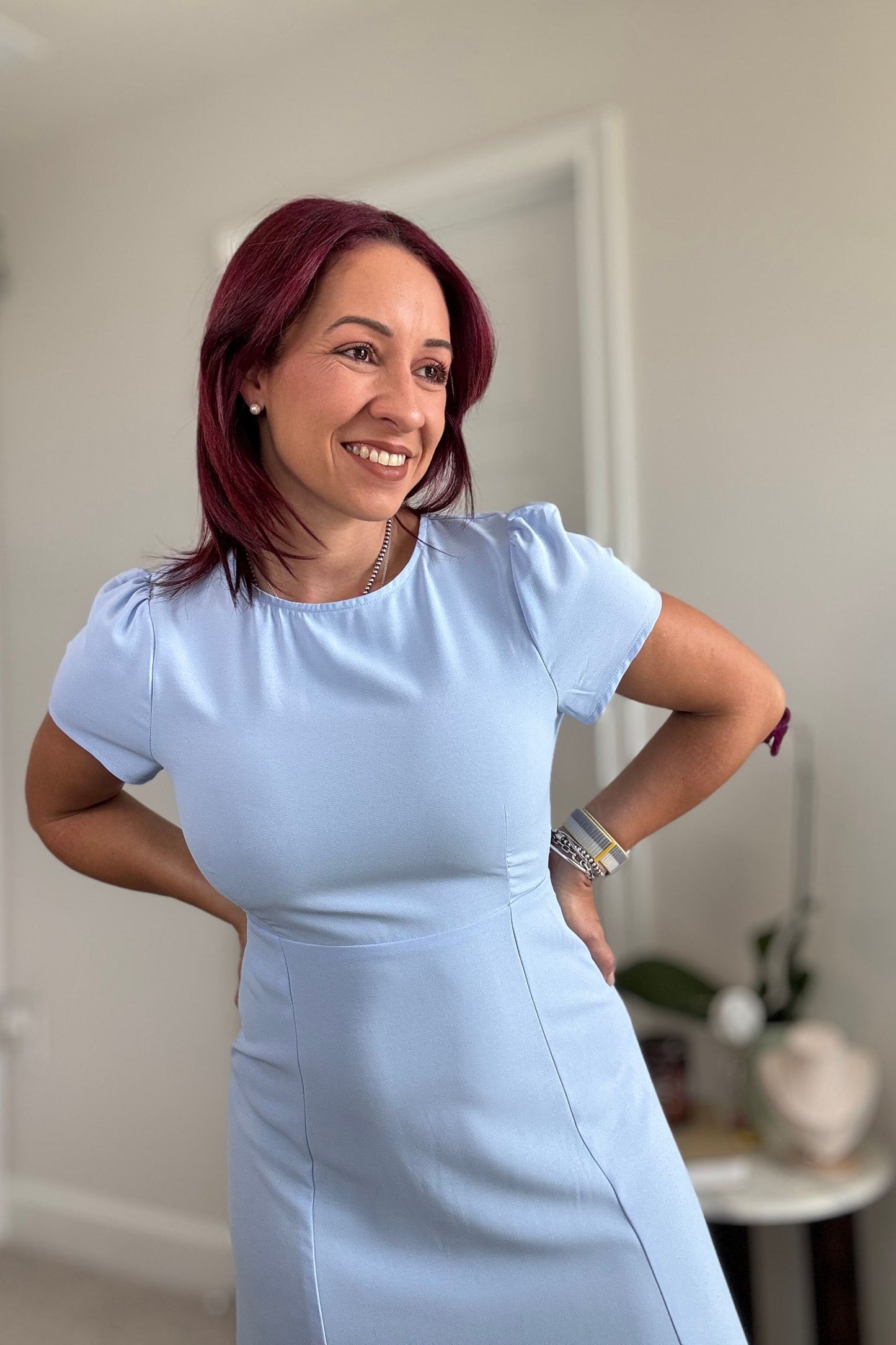 Kelly Green & Baby Blue Midi Dress