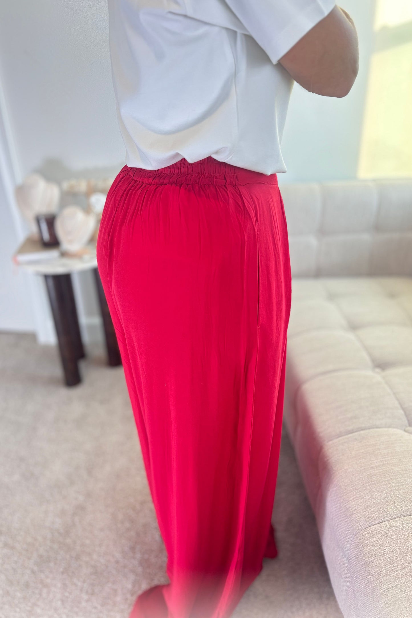 PANTALONES ANCHOS ROJOS RADIANT RUBY PALAZZO