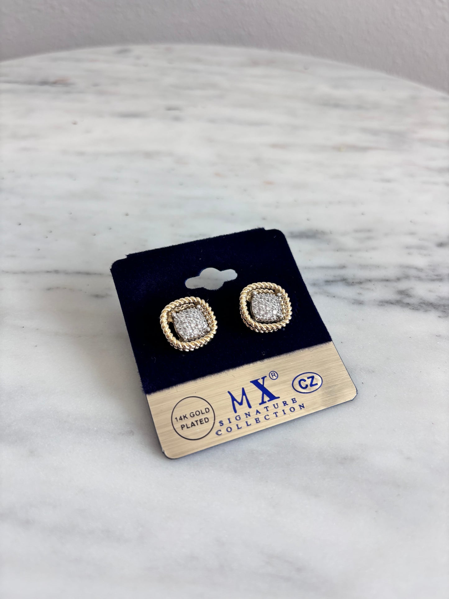 FE SQUIRCLE TWISTED DOUBLE LINE CZ POST EARRINGS – ELEGANT EVERYDAY EARRINGS