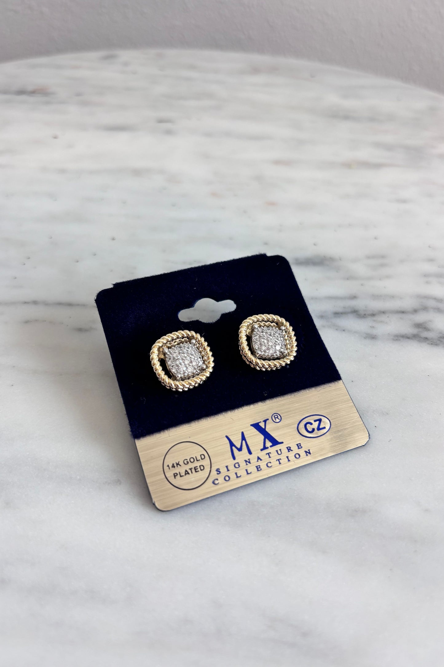 FE SQUIRCLE TWISTED DOUBLE LINE CZ POST EARRINGS – ELEGANT EVERYDAY EARRINGS