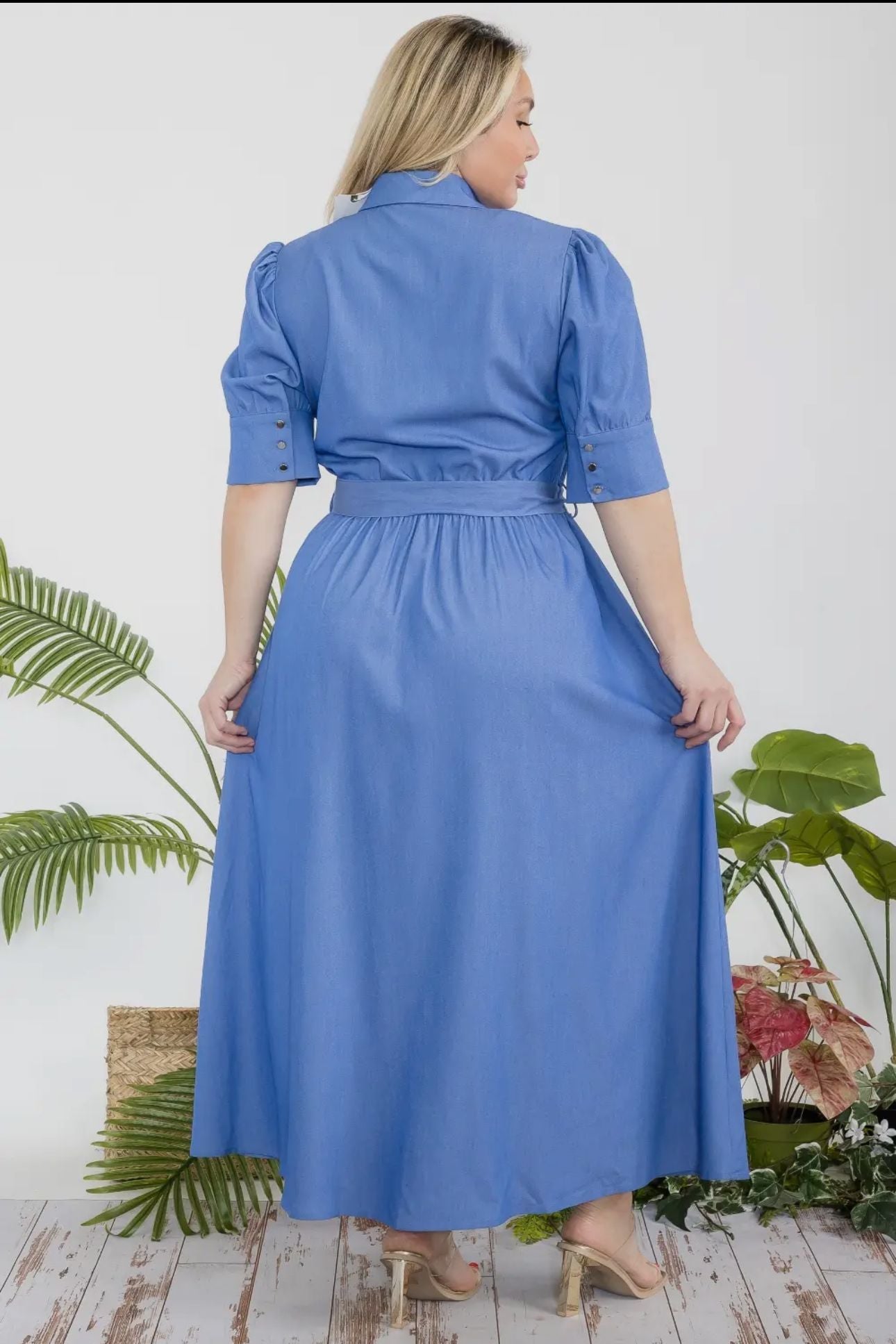 MODEST DENIM MAXI DRESS PLUS SIZES