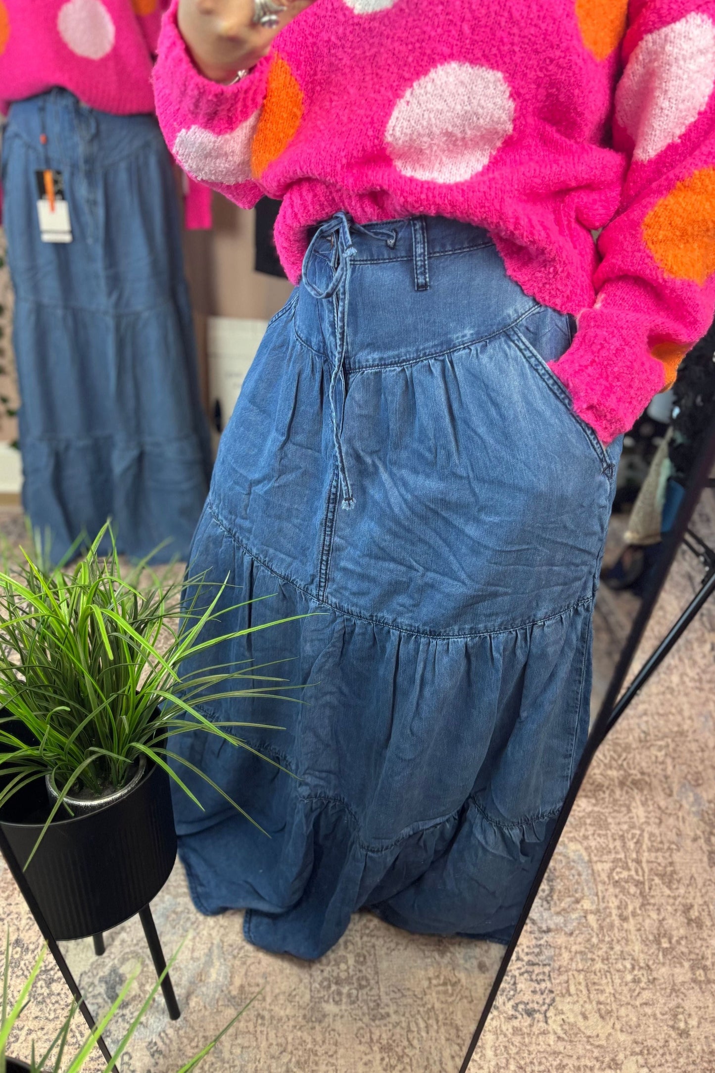 DENIM TENCEL SKIRT
