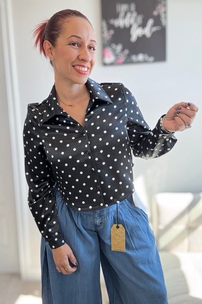 LONG SLEEVE POLKA DOT BLOUSE