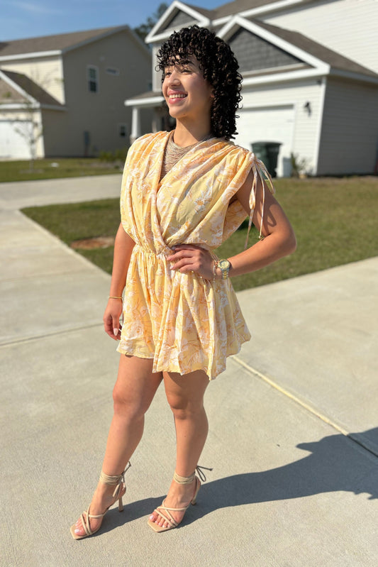 YELLOW FLORAL ROMPER