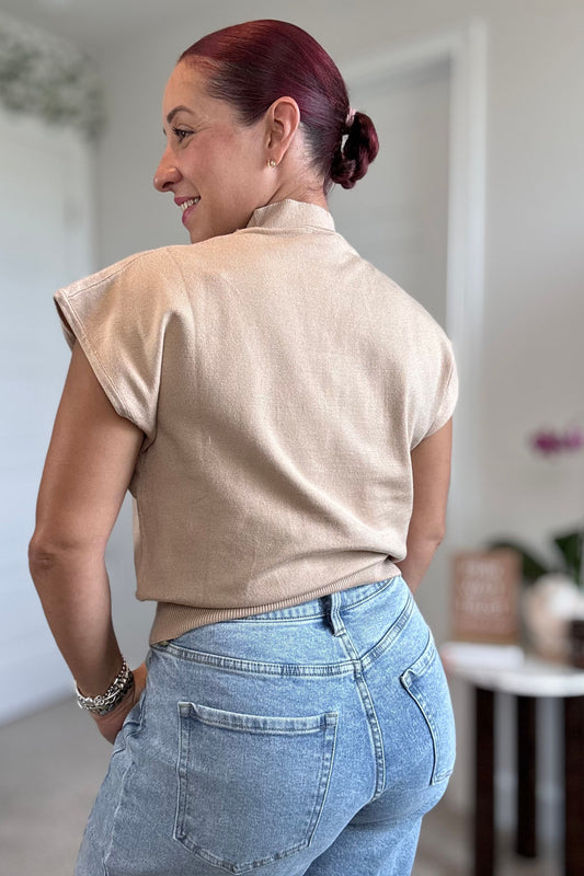 Bow Mock Neck Sweater Top