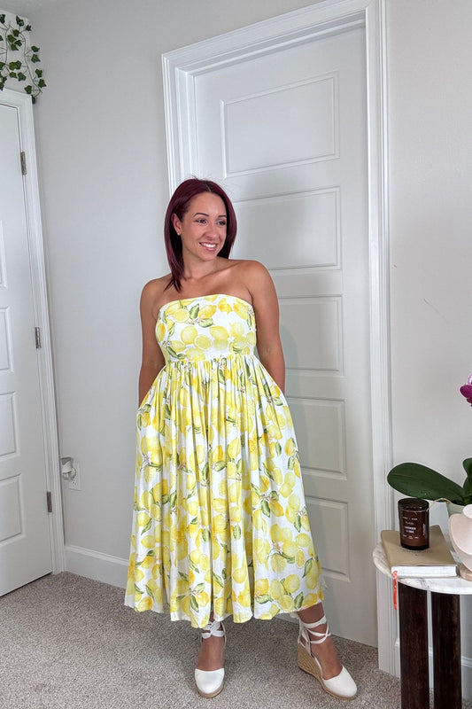 Lemon Print Midi Dress