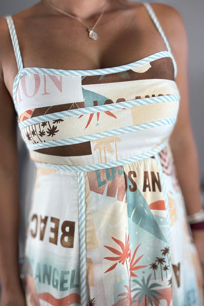 Beach Print Midi Dress