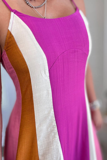 Sleeveless Color Midi Dress