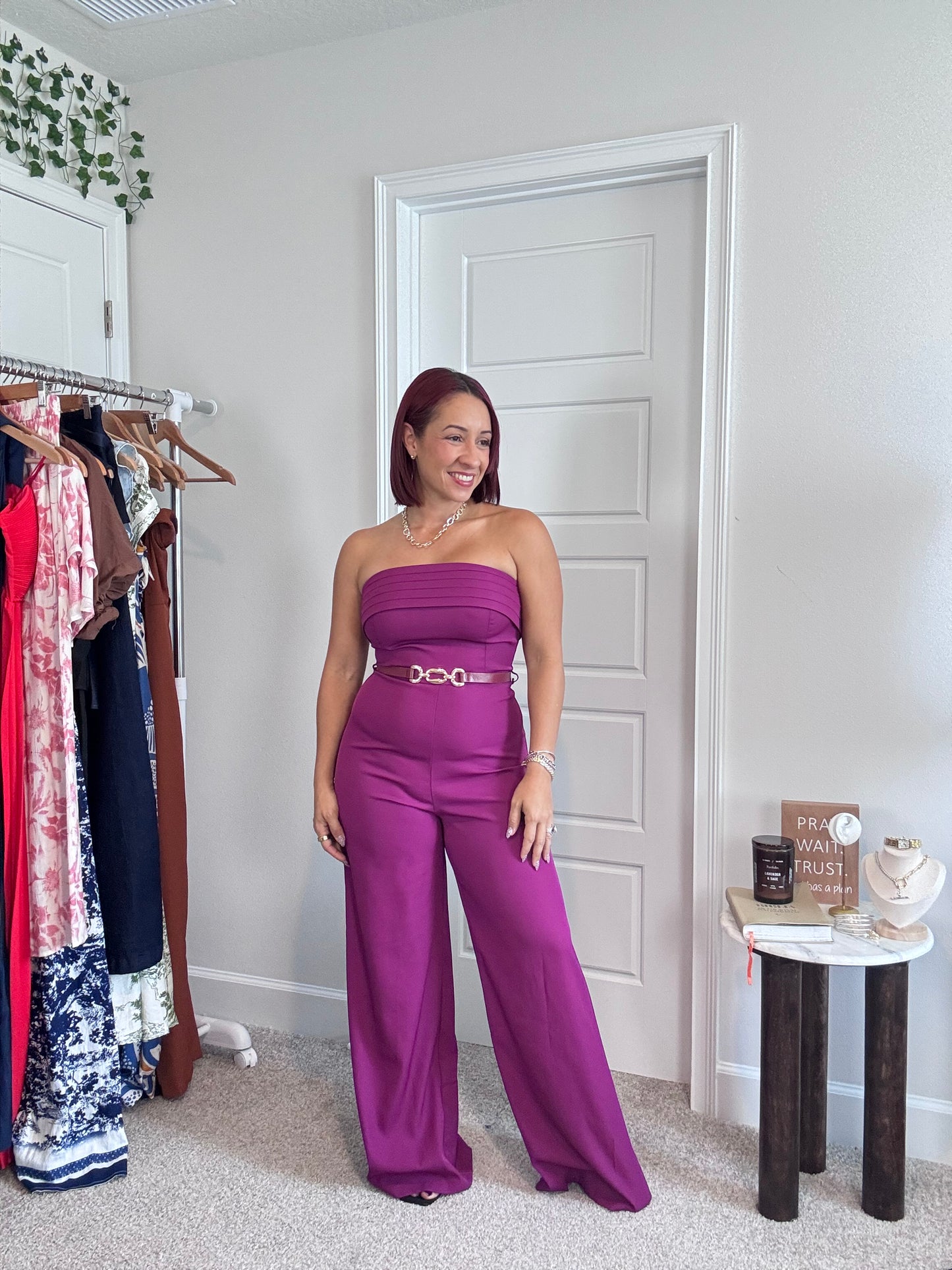 Jumpsuit Strapless Pleated con Cinturón