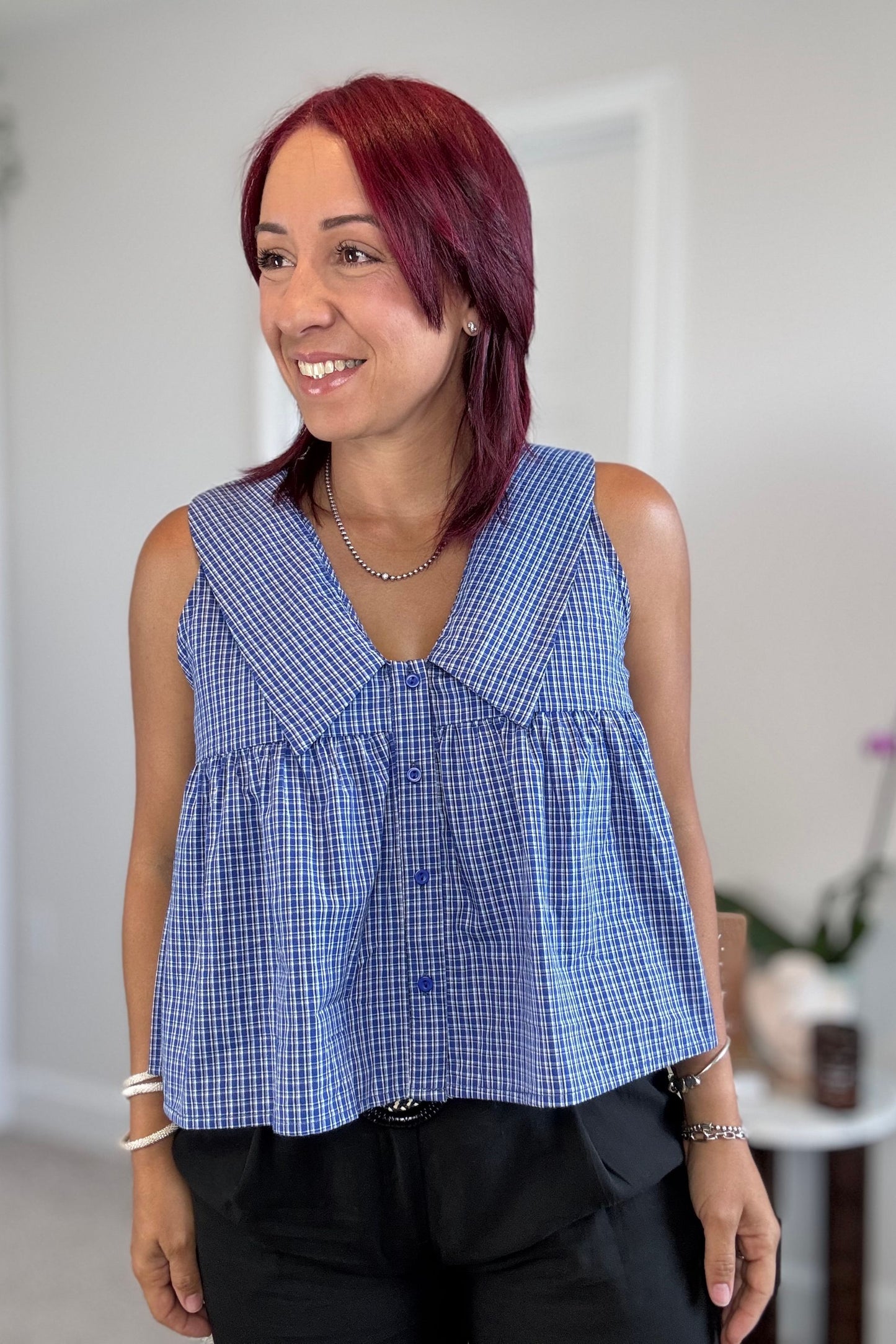 Tartan V-Neck Top