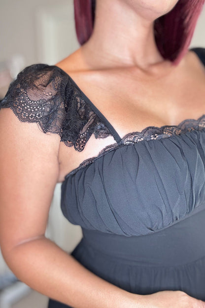 Lace open back maxi dress