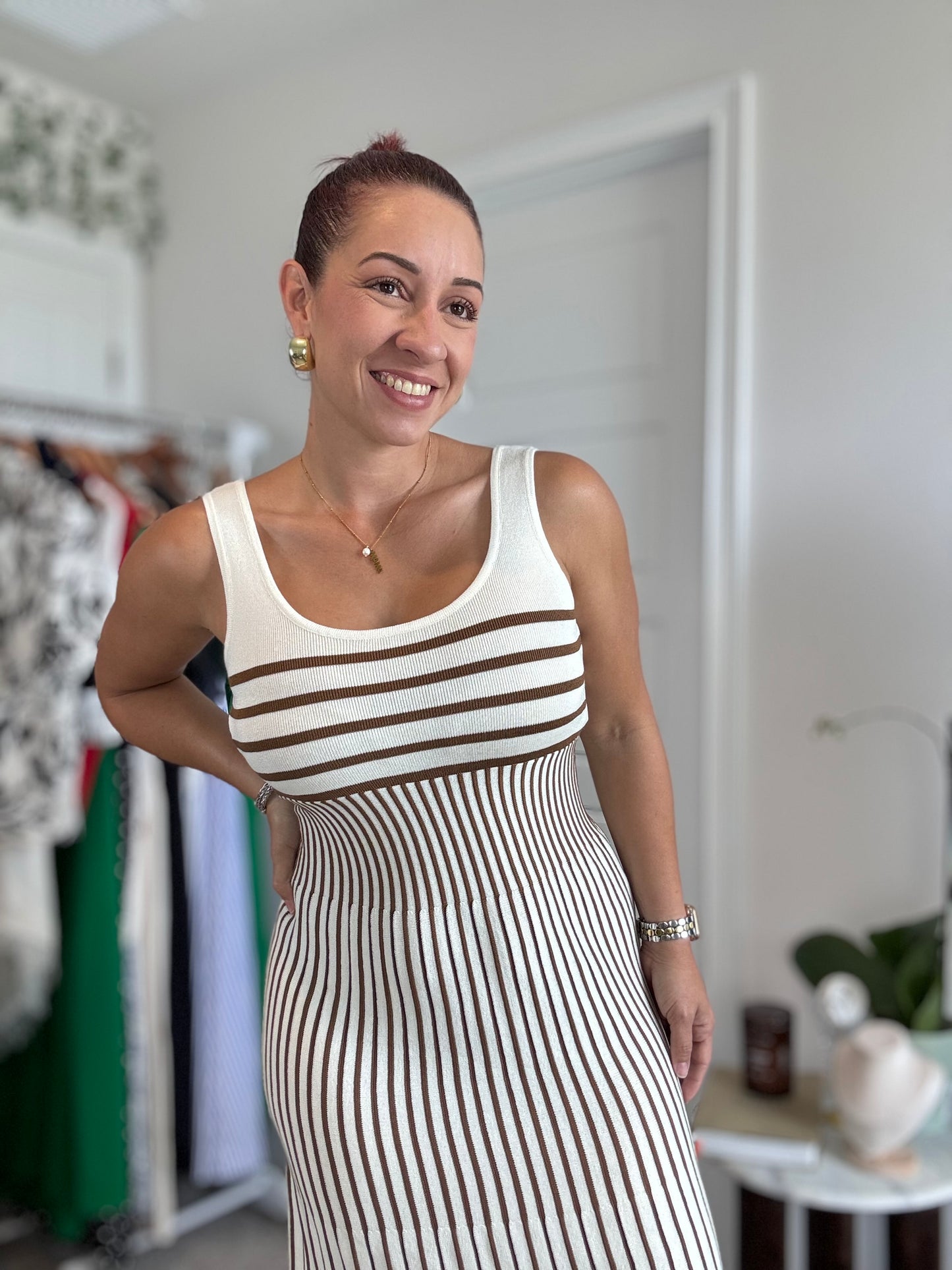 Striped vacation long dress