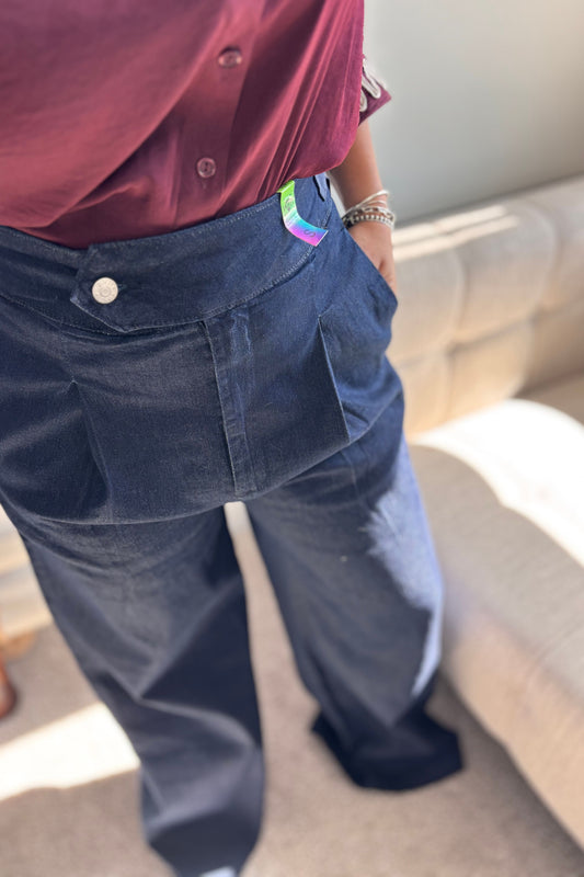 JEAN AMELIE-DARK BLUE HIGH RISE WIDE LEG JEAN