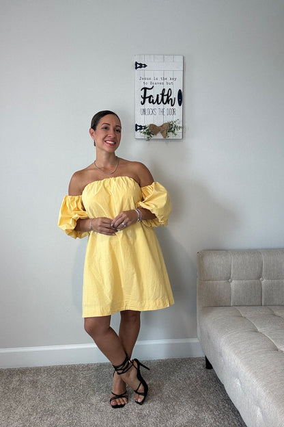 WOVEN LEMON COLOR MINI DRESS